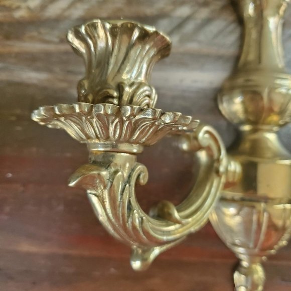Vintage Mod Dep Brass Wall Sconce Candle Holder - Picture 4 of 15